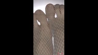 Lick my feet in white fishnet stockings-7