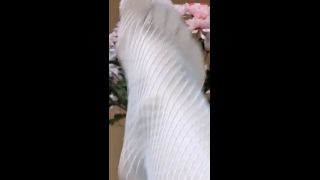Lick my feet in white fishnet stockings-9