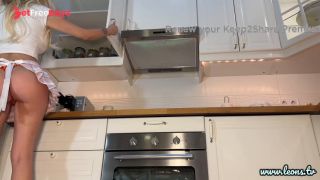 Super hot big tits beautiful sexy latina in the kitchen prepares coffee with backless kitchen apron-8