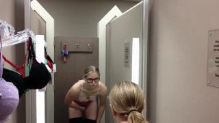 Cute horny amateur blonde glasses girl fingering pussy till orgasm in the fitting room-5