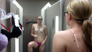 Cute horny amateur blonde glasses girl fingering pussy till orgasm in the fitting room-9