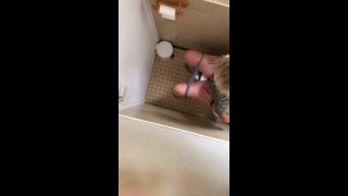 blonde glasses girl in the toilet. hidden cam-3