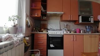 HairyMaid - Sexy naked wife prepares food in the kitchen. Hairy brunette hair, big ass, big tits.-6