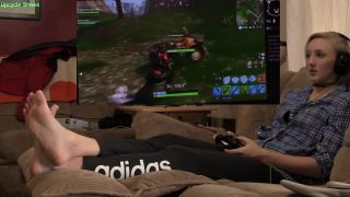 online clip 3 White girls feet | foot tease pov | gamer girl plays fortnite! barefoot joi - legs - feet porn cory chase foot fetish-8