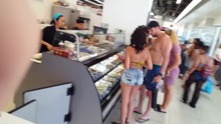 Candid vor bikini top with booty shorts cheeks out on public fetish sex-2