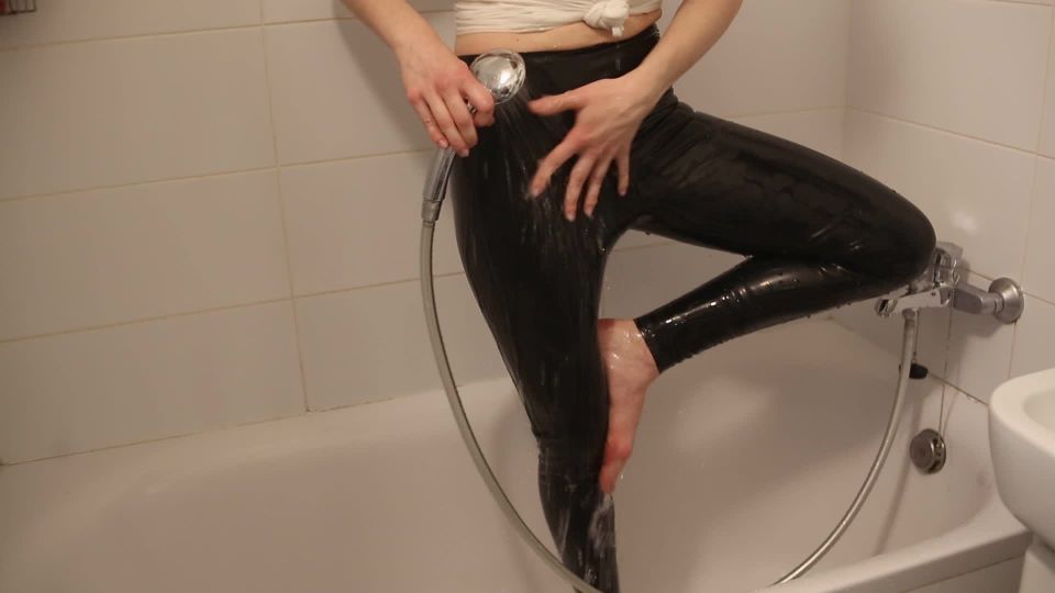 porn video 12 Shiny Leather Heaven aka Leather Love – Wet White Shirt and Latex Pants in the Shower - latex - fetish porn chloro femdom