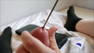 Urethral Sounding – Sounding Handjob causes Double Cumshot after too Large a Sound gets Stuck!!!-7