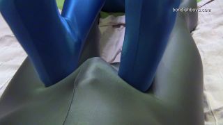 Footjob in blue platino tights with Lady Renee Download P...-1