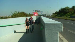 Dark haired german girl making a cock cum hard near the road o....-4