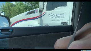 Hairy wife flashing truck drivers - Pussy-5