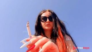 [GetFreeDays.com] Smoking fetish. Dominatrix smokes a cigarette on the beach Sex Leak October 2022-2