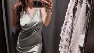 6271 Night Dresses Silent Try On In Lingerie Store Hot Brunet...-7