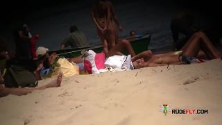 Sexy girl nudist on the beach naked showing her smooth shave  2-6