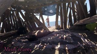 Miss Creamy - Caught Masturbating in a Beach Hut – He Joins and Makes Her Cum-0