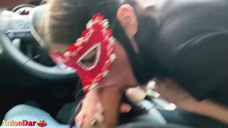 Hot brunette passionate blowjob in a taxi before work - oral creampie-2