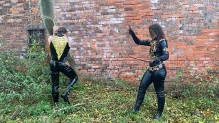 Slave takes a double whipping -  ball busting-2
