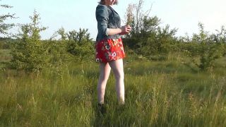 Real Virgin Beautiful girl Assol outside outdoors without panties up short dress. Doggystyle. Ass Pussy teenager-1