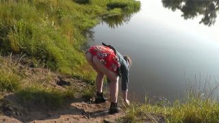 Real Virgin Beautiful girl Assol outside outdoors without panties up short dress. Doggystyle. Ass Pussy teenager-8