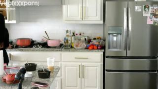  asian asian Asianbunnyx Bakes a Cake in Sexy Black Lingerie in This Irresistible Kitchen Video-6