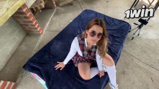 Brunette Girls Porn Schoolgirl records explicit content, I fuck her in front of the neighbors and give her a creampie-1