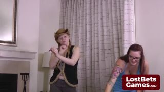 Amateur Julie and Sassy face off in a Strip Body Shots darts game-2