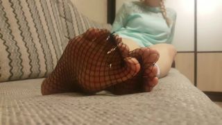 gay fetish femdom porn | Nylon socks – Rina Foxxy – fishnet nylon feet | fishnet sock-0