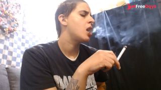 Hot Short Hair Lesbian Smoking-1