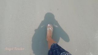 European sluty girl walk in flip flops on indian street-6