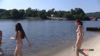 Sexy naked teens play together at a public  beach-8