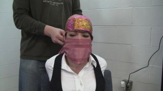 adult clip 31 bizarre femdom bdsm porn | Silk scarf secretary gagged with her own product | bdsm porn-1