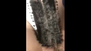 Horny amateur hairy girl selfie masturbating with hairbrush - webcams - webcam -7