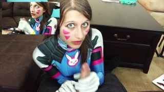 interracial femdom va from overwatch plays with her new joystick until it breaks, handjob on cosplay-2