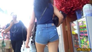 Candid ass teen skinny short jeans-4