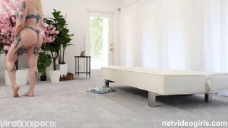 NetVideoGirls Blonde Scarlett shows off her curves in lingerie before a steamy blowjob and hardcore sex in this casting couch video NVG, NG, CCHD, Scarlett  couch-3
