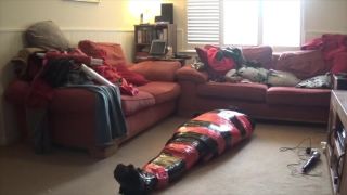 Tightly mummified in pallet wrap with feet and cock tortured with doxy Tickling!-0