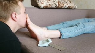 SLAVE SNIFFS MY SOCKS AND SWEATY FEET Sex Clip Video Por...-8