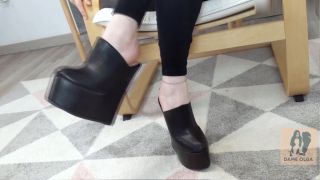 Cum on Shoes - Shoejob in Black Wedge Clogs.-2