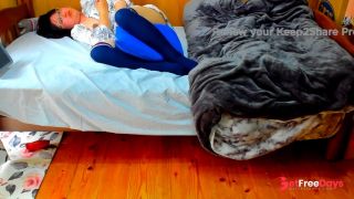 A busty Japanese woman masturbates with a beanbag cushion between her legs.-6