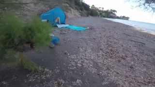 A stranger surprises me while masturbating at the public beach-0