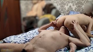 Cuckold husband licks while wife gets fucked.-3