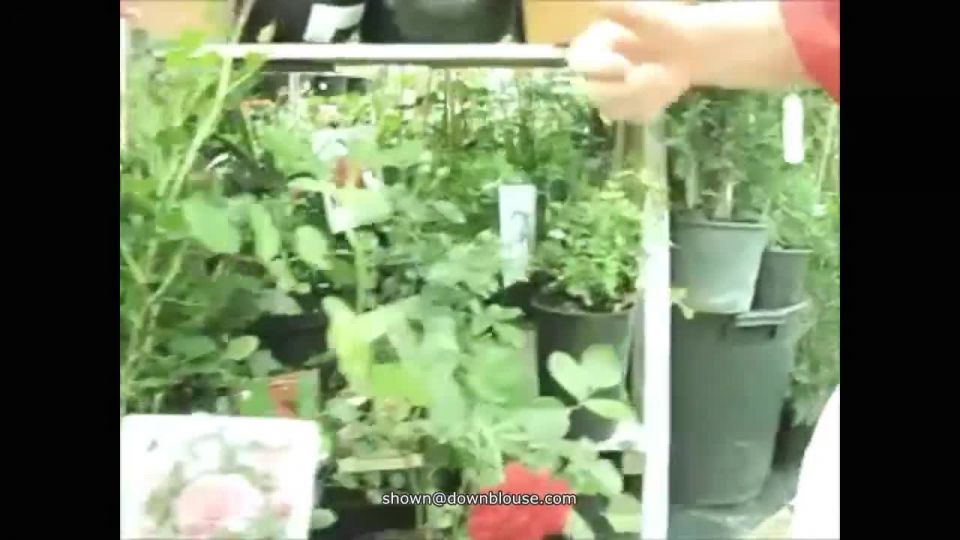 Braless customer at the flower  market