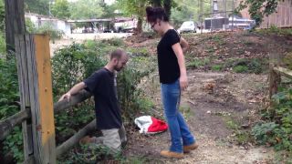 Outdoors repeated and nonstop balls kicking in jeans Sex...-7