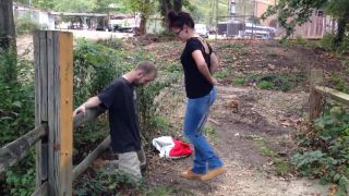 Outdoors repeated and nonstop balls kicking in jeans Sex...-8