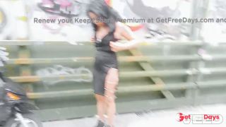 PUBLIC NEW YORK CITY BIKE TRAIL COSPLAY BLACK DRESS SOLO FEMALE STRIPPER TEASING-1