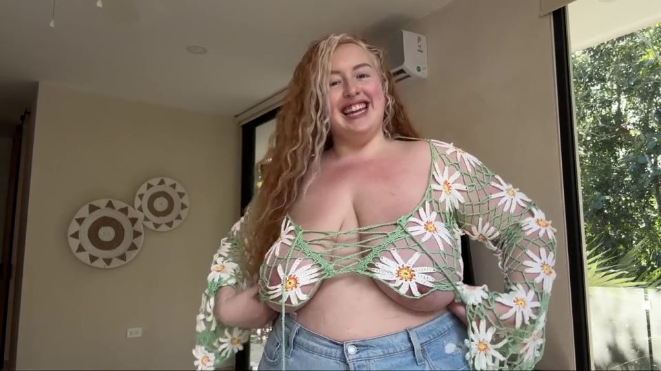 Redhead big boobs youtuber bra vs no bra compilation - G-CUPS in a shirt