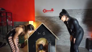 Two Femdom Girls Use Their Slave As A Pet..-9