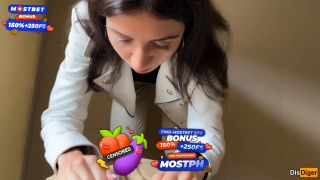 Katty West - Wife Suck Strangers Cock in the Entrance and Walks on Public with Cum on Face Full HD - Public sex-1