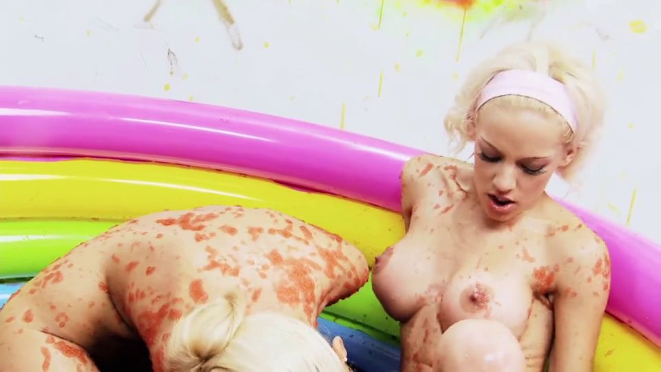 Fetish Porn Christine Love And Lou Lou Lick Cherry Jam Off Of Each Others Nipples- Skankery