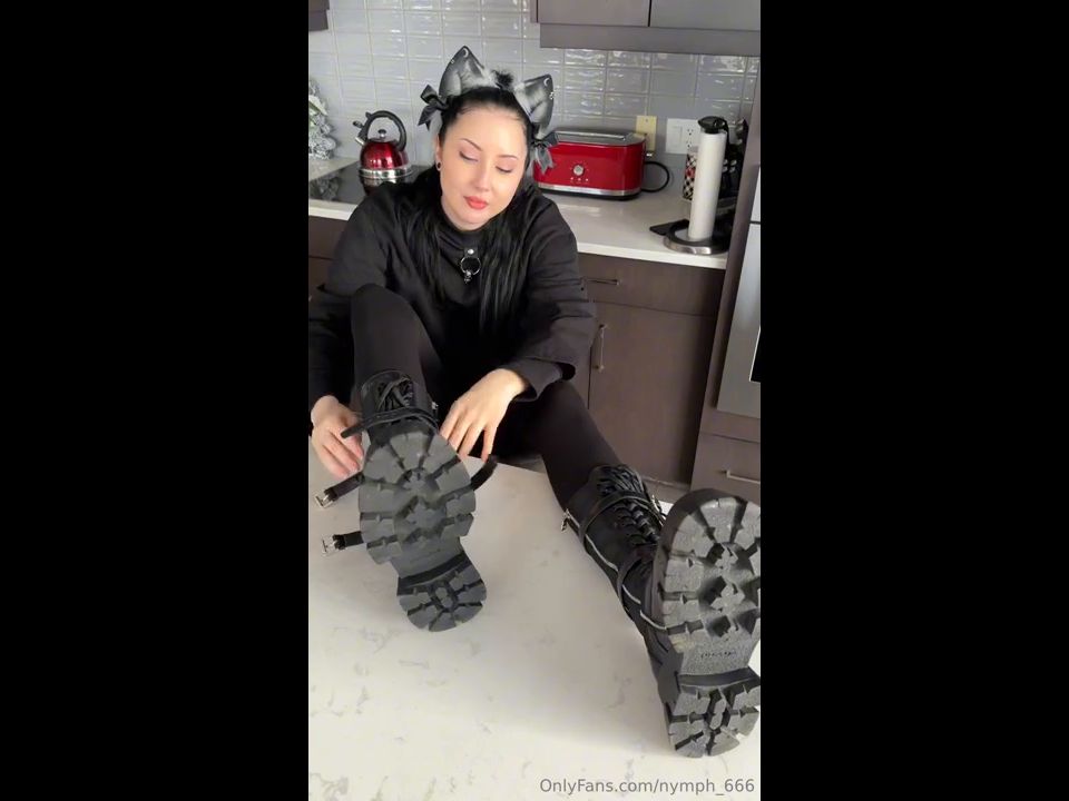 Nymph Nymph aka nymph_666 - 01-04-2025 OnlyFans Video - Goth E_Girl removes her combat boots from her sweaty nylon clad size 10 feet video hardcore