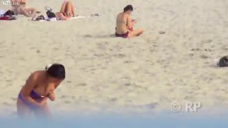 Girl fights To Keep big boobs Inside bikini top but she  lose-6